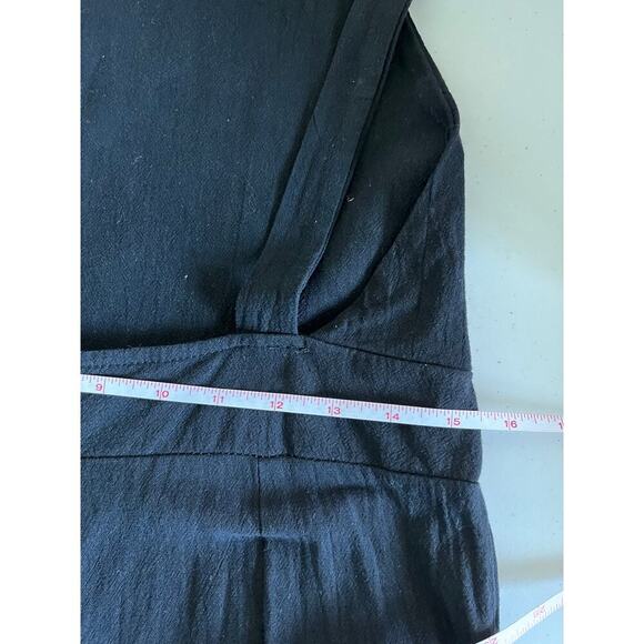 Black Wide Leg Overalls Boho Beach Coastal Loungewear Open Back Buttons Small - Picture 8 of 10